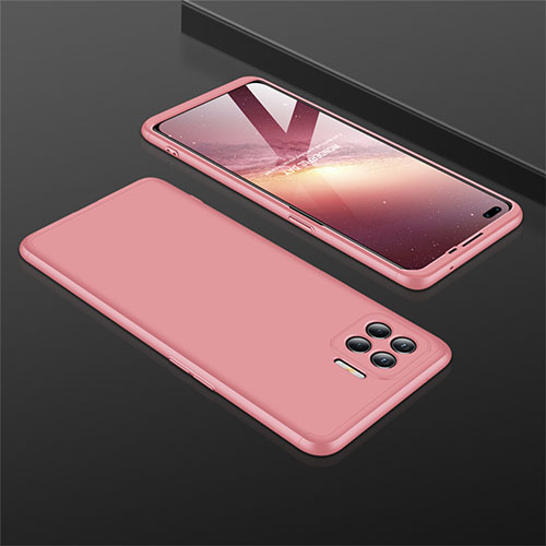 Hard Rigid Plastic Matte Finish Front and Back Cover Case 360 Degrees M01 for Oppo Reno4 Lite Rose Gold