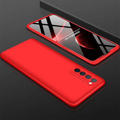 Hard Rigid Plastic Matte Finish Front and Back Cover Case 360 Degrees M01 for Oppo Reno4 Pro 4G Red