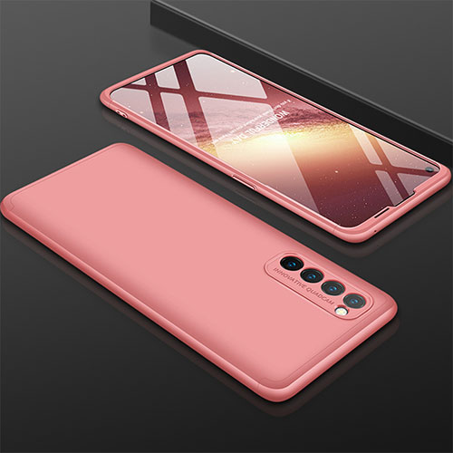 Hard Rigid Plastic Matte Finish Front and Back Cover Case 360 Degrees M01 for Oppo Reno4 Pro 4G Rose Gold