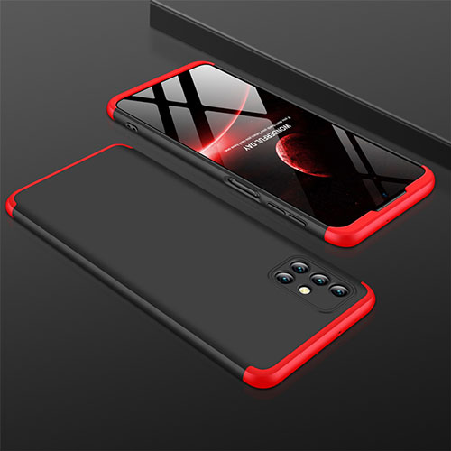 Hard Rigid Plastic Matte Finish Front and Back Cover Case 360 Degrees M01 for Samsung Galaxy M31s Red and Black