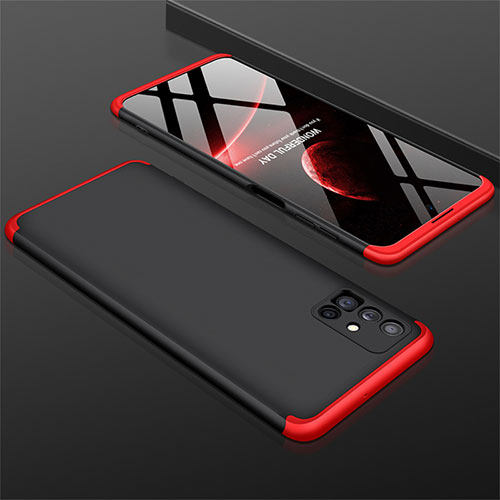 Hard Rigid Plastic Matte Finish Front and Back Cover Case 360 Degrees M01 for Samsung Galaxy M51 Red and Black