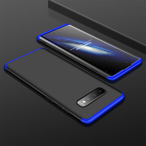 Hard Rigid Plastic Matte Finish Front and Back Cover Case 360 Degrees M01 for Samsung Galaxy S10 Plus Blue and Black