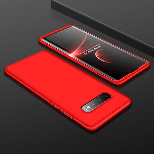 Hard Rigid Plastic Matte Finish Front and Back Cover Case 360 Degrees M01 for Samsung Galaxy S10 Plus Red