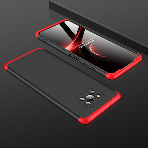 Hard Rigid Plastic Matte Finish Front and Back Cover Case 360 Degrees M01 for Xiaomi Poco X3 NFC Red and Black