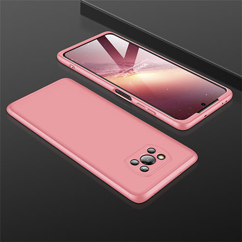 Hard Rigid Plastic Matte Finish Front and Back Cover Case 360 Degrees M01 for Xiaomi Poco X3 Rose Gold