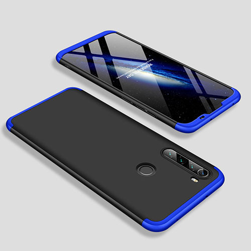 Hard Rigid Plastic Matte Finish Front and Back Cover Case 360 Degrees M01 for Xiaomi Redmi Note 8 (2021) Blue and Black