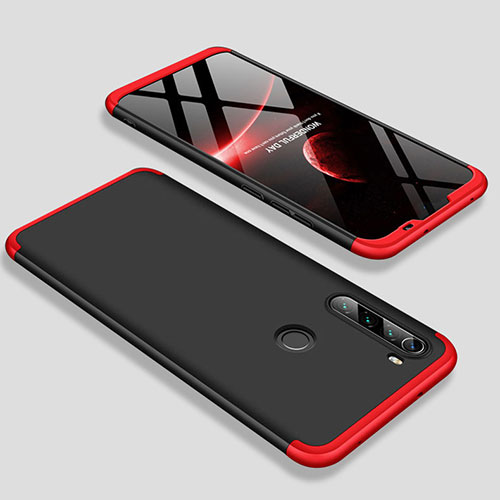 Hard Rigid Plastic Matte Finish Front and Back Cover Case 360 Degrees M01 for Xiaomi Redmi Note 8 (2021) Red and Black