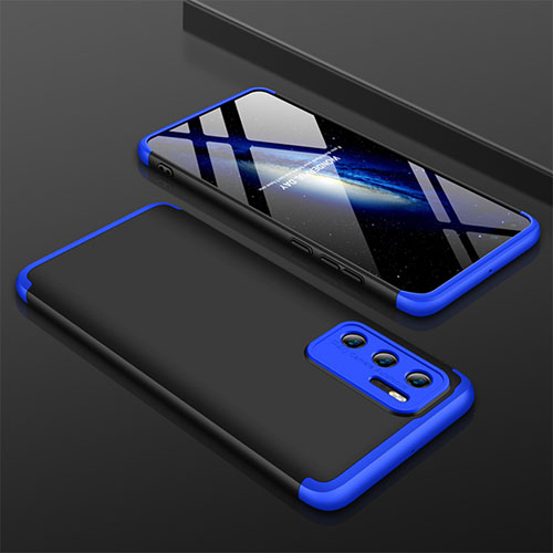 Hard Rigid Plastic Matte Finish Front and Back Cover Case 360 Degrees M02 for Huawei P40 Blue and Black