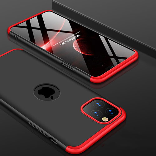 Hard Rigid Plastic Matte Finish Front and Back Cover Case 360 Degrees P01 for Apple iPhone 11 Pro Max Red and Black
