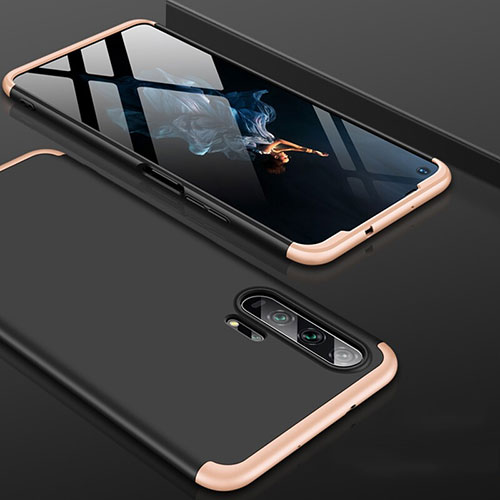 Hard Rigid Plastic Matte Finish Front and Back Cover Case 360 Degrees P01 for Huawei Honor 20 Pro Gold and Black