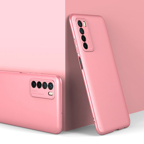 Hard Rigid Plastic Matte Finish Front and Back Cover Case 360 Degrees P01 for Huawei Honor Play4 5G Rose Gold
