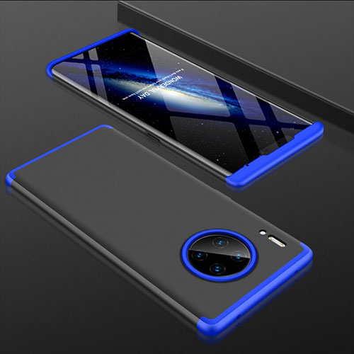 Hard Rigid Plastic Matte Finish Front and Back Cover Case 360 Degrees P01 for Huawei Mate 30 5G Blue and Black