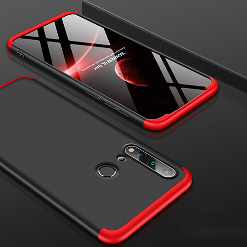 Hard Rigid Plastic Matte Finish Front and Back Cover Case 360 Degrees P01 for Huawei Nova 5i Red and Black