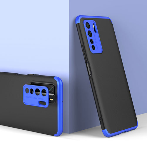 Hard Rigid Plastic Matte Finish Front and Back Cover Case 360 Degrees P01 for Huawei Nova 7 SE 5G Blue and Black