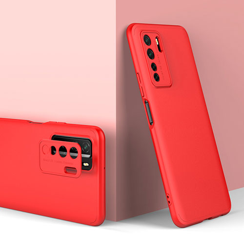 Hard Rigid Plastic Matte Finish Front and Back Cover Case 360 Degrees P01 for Huawei Nova 7 SE 5G Red