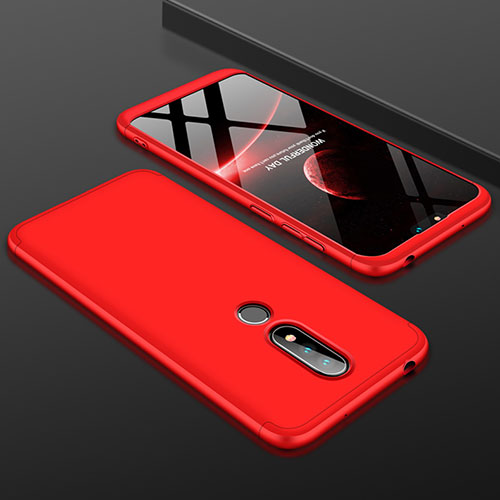 Hard Rigid Plastic Matte Finish Front and Back Cover Case 360 Degrees P01 for Nokia 6.1 Plus Red