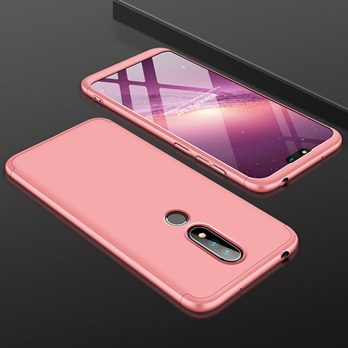 Hard Rigid Plastic Matte Finish Front and Back Cover Case 360 Degrees P01 for Nokia 6.1 Plus Rose Gold