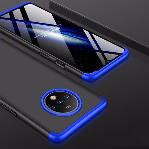Hard Rigid Plastic Matte Finish Front and Back Cover Case 360 Degrees P01 for OnePlus 7T Blue and Black