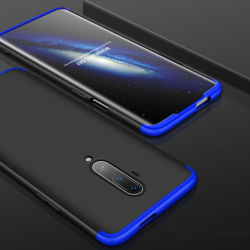 Hard Rigid Plastic Matte Finish Front and Back Cover Case 360 Degrees P01 for OnePlus 7T Pro Blue and Black