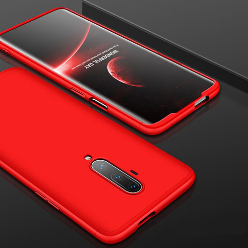 Hard Rigid Plastic Matte Finish Front and Back Cover Case 360 Degrees P01 for OnePlus 7T Pro Red