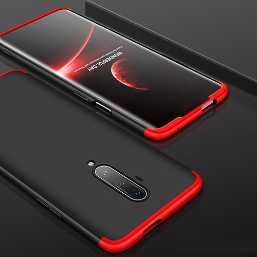 Hard Rigid Plastic Matte Finish Front and Back Cover Case 360 Degrees P01 for OnePlus 7T Pro Red and Black