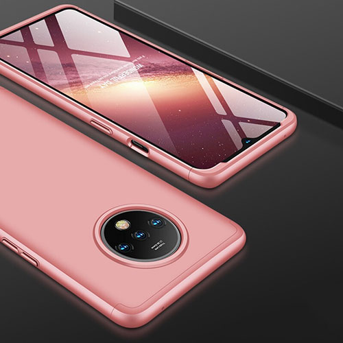 Hard Rigid Plastic Matte Finish Front and Back Cover Case 360 Degrees P01 for OnePlus 7T Rose Gold