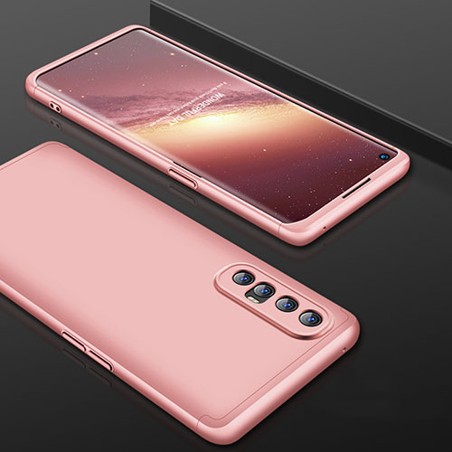 Hard Rigid Plastic Matte Finish Front and Back Cover Case 360 Degrees P01 for Oppo Find X2 Neo Rose Gold
