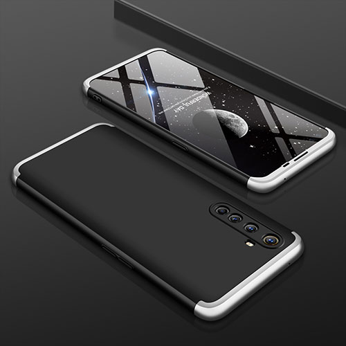 Hard Rigid Plastic Matte Finish Front and Back Cover Case 360 Degrees P01 for Realme X50 Pro 5G Silver and Black