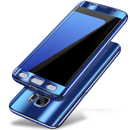 Hard Rigid Plastic Matte Finish Front and Back Cover Case 360 Degrees P01 for Samsung Galaxy S7 Edge G935F Blue