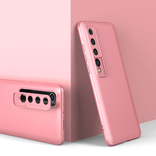 Hard Rigid Plastic Matte Finish Front and Back Cover Case 360 Degrees P01 for Xiaomi Mi 10 Rose Gold