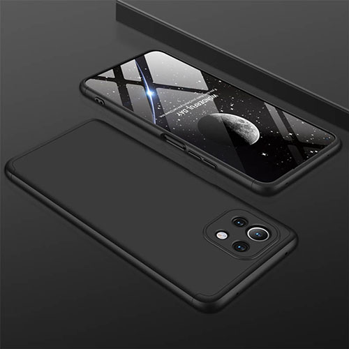 Hard Rigid Plastic Matte Finish Front and Back Cover Case 360 Degrees P01 for Xiaomi Mi 11 5G Black
