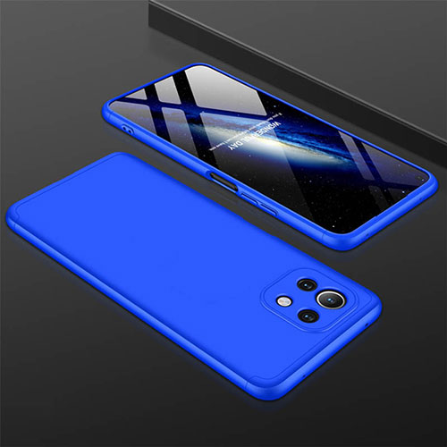 Hard Rigid Plastic Matte Finish Front and Back Cover Case 360 Degrees P01 for Xiaomi Mi 11 5G Blue