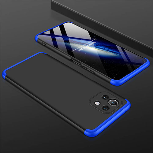 Hard Rigid Plastic Matte Finish Front and Back Cover Case 360 Degrees P01 for Xiaomi Mi 11 5G Blue and Black