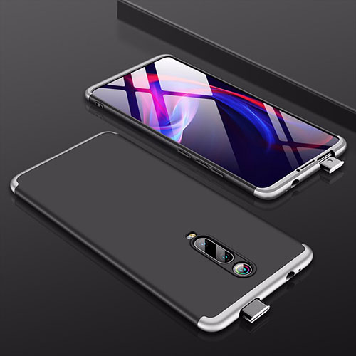 Hard Rigid Plastic Matte Finish Front and Back Cover Case 360 Degrees P01 for Xiaomi Mi 9T Pro Silver and Black