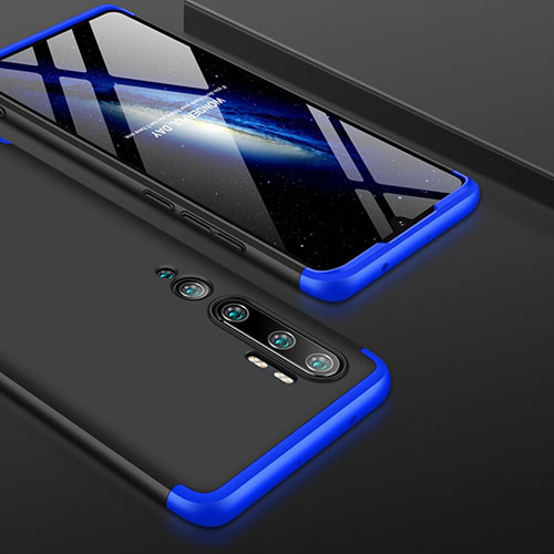 Hard Rigid Plastic Matte Finish Front and Back Cover Case 360 Degrees P01 for Xiaomi Mi Note 10 Blue and Black