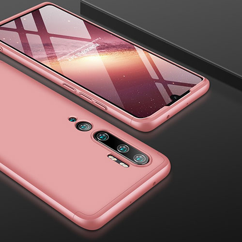 Hard Rigid Plastic Matte Finish Front and Back Cover Case 360 Degrees P01 for Xiaomi Mi Note 10 Rose Gold