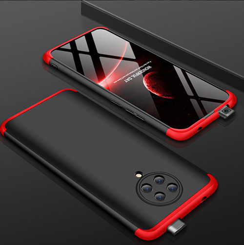 Hard Rigid Plastic Matte Finish Front and Back Cover Case 360 Degrees P01 for Xiaomi Poco F2 Pro Red and Black