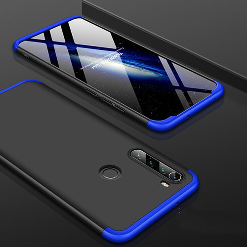 Hard Rigid Plastic Matte Finish Front and Back Cover Case 360 Degrees P01 for Xiaomi Redmi Note 8 (2021) Blue and Black