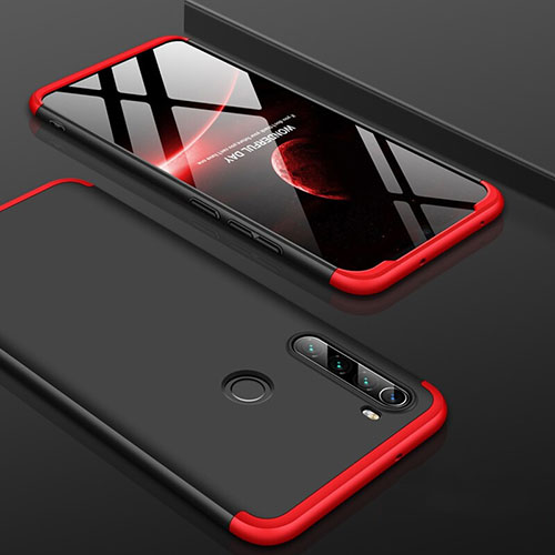 Hard Rigid Plastic Matte Finish Front and Back Cover Case 360 Degrees P01 for Xiaomi Redmi Note 8 Red and Black