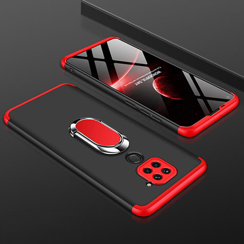 Hard Rigid Plastic Matte Finish Front and Back Cover Case 360 Degrees P01 for Xiaomi Redmi Note 9 Red and Black
