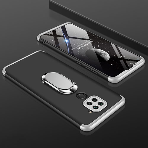 Hard Rigid Plastic Matte Finish Front and Back Cover Case 360 Degrees P01 for Xiaomi Redmi Note 9 Silver and Black
