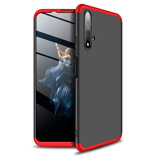 Hard Rigid Plastic Matte Finish Front and Back Cover Case 360 Degrees P02 for Huawei Honor 20 Red and Black