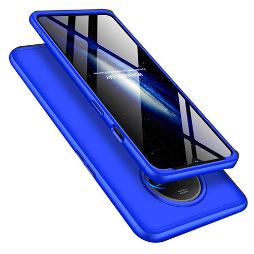 Hard Rigid Plastic Matte Finish Front and Back Cover Case 360 Degrees P02 for OnePlus 7T Blue