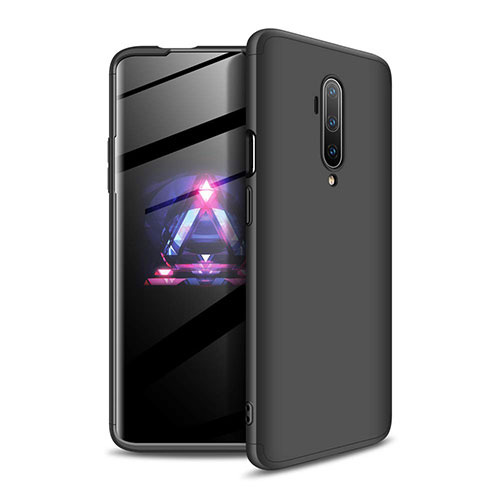 Hard Rigid Plastic Matte Finish Front and Back Cover Case 360 Degrees P02 for OnePlus 7T Pro Black