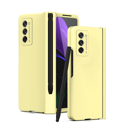 Hard Rigid Plastic Matte Finish Front and Back Cover Case 360 Degrees P02 for Samsung Galaxy Z Fold2 5G Yellow