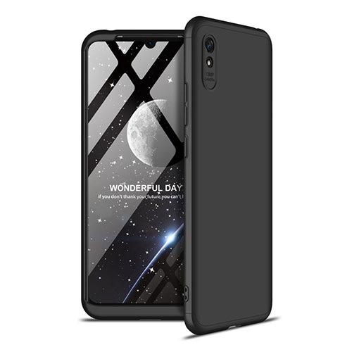Hard Rigid Plastic Matte Finish Front and Back Cover Case 360 Degrees P02 for Xiaomi Redmi 9AT Black