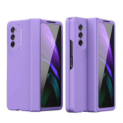 Hard Rigid Plastic Matte Finish Front and Back Cover Case 360 Degrees P03 for Samsung Galaxy Z Fold2 5G Purple