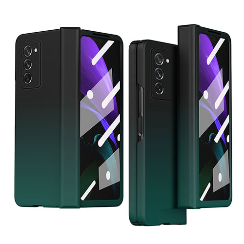 Hard Rigid Plastic Matte Finish Front and Back Cover Case 360 Degrees P04 for Samsung Galaxy Z Fold2 5G Midnight Green