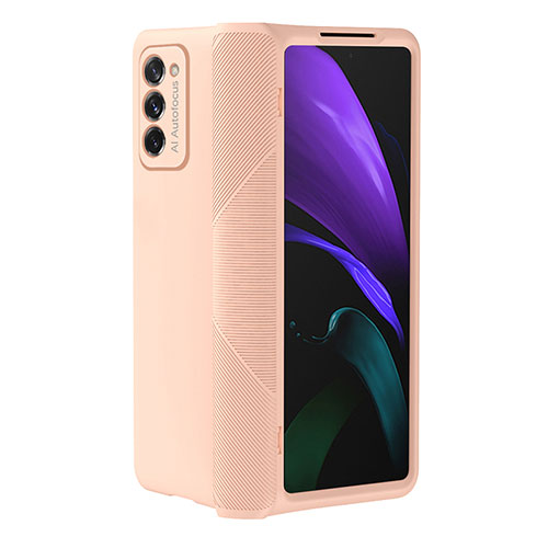 Hard Rigid Plastic Matte Finish Front and Back Cover Case 360 Degrees P05 for Samsung Galaxy Z Fold2 5G Rose Gold