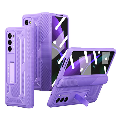Hard Rigid Plastic Matte Finish Front and Back Cover Case 360 Degrees P06 for Samsung Galaxy Z Fold2 5G Purple